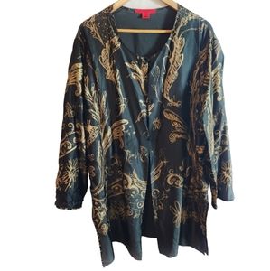 Shamask Oriental Asian Themed Printed 100% Silk Cardigan
